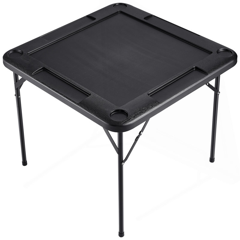 Table de jeu Mahjong pour 4 joueurs et 4 porte-gobelets noirs