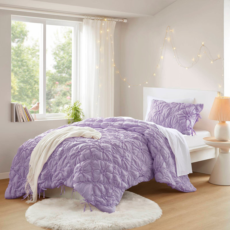 2PCS  Comforter Set, Purple, Twin Comforter + 1 Pillow Sham