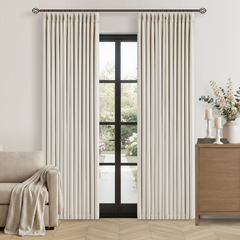 Two-layer Design 100% Blackout Memory Trained Pinch Pleated Farmhouse linen curtains for Dining Living Room bedroom 2 Panels