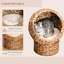 Lit surélevé pour chat avec coussin moelleux, panier rotatif, espace enchanteur intérieur, H 24 po, lit surélevé brun, zone de refroidissement rotative, 23,5 po