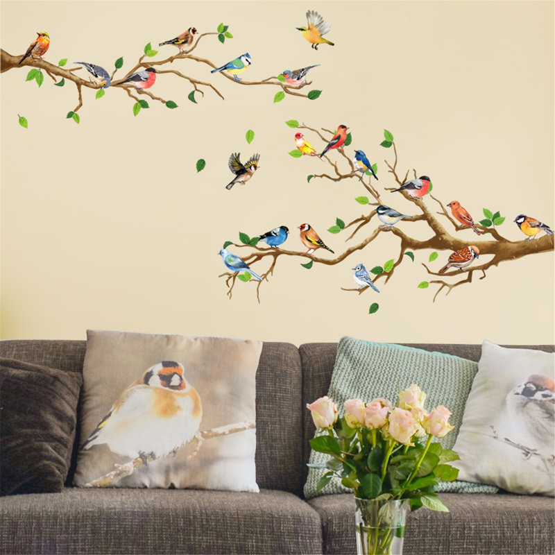 Autocollants muraux branches d'oiseaux
