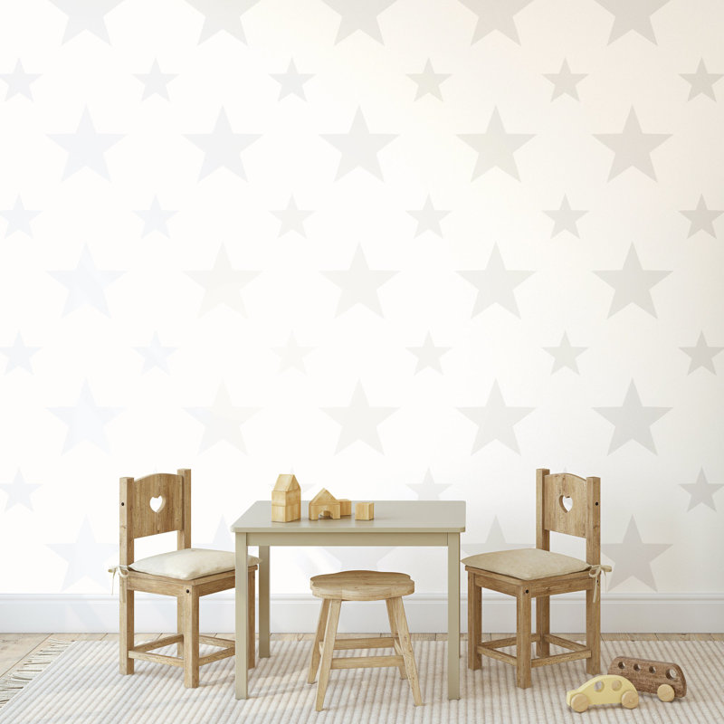 Style Sisters Classic Double Star Design 10.06m x 53cm Wallpaper Roll, Cream/White