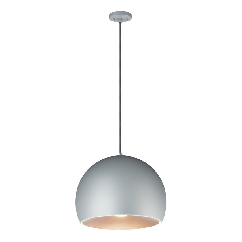 Luminaire suspendu en forme de dôme à 1 lumière DEL Nelle, H 11,75 po x l 15,75 po x P 15,75 po, Gris foncé / café