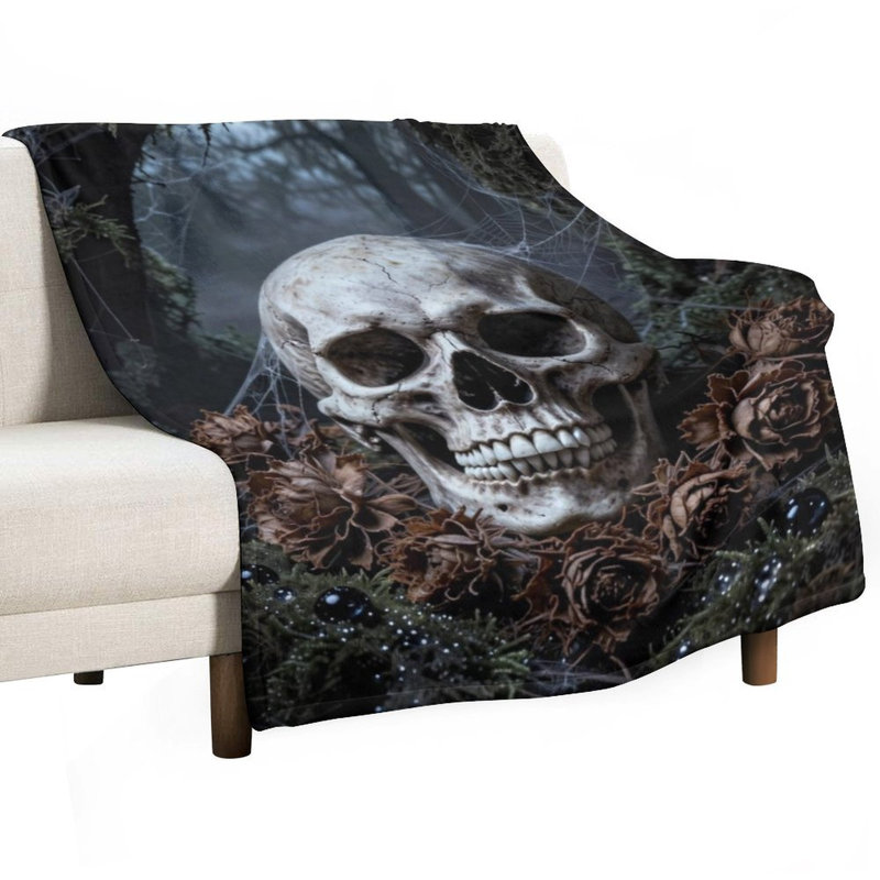 Jeté en flanelle de luxe Skull, 30 po x 40 po