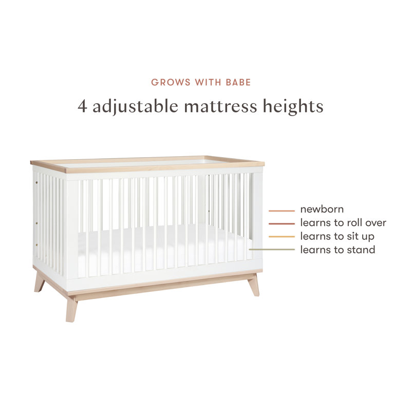 Scoot 3-in-1 Convertible Crib, White/Washed Natural
