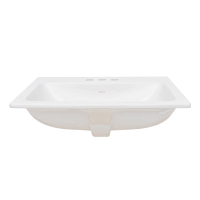 Lavabo de salle de bain rectangulaire encastré en porcelaine vitrifiée avec trop-plein Manhattan
