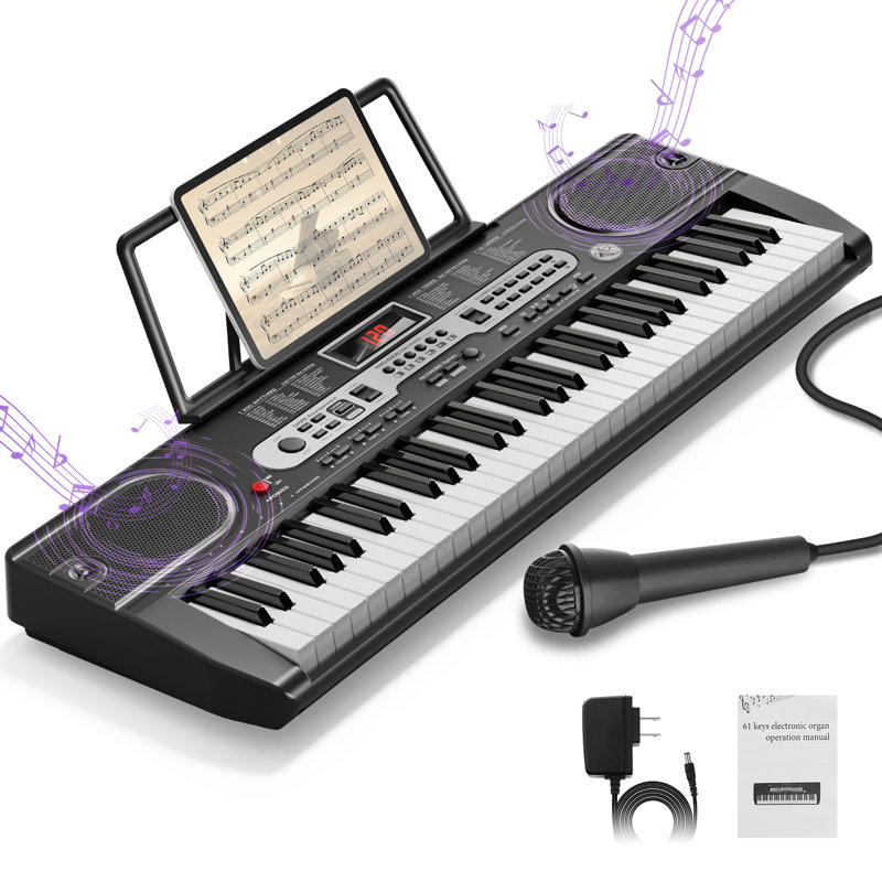 Clavier de piano électronique 61 touches avec écran ACL et microphone