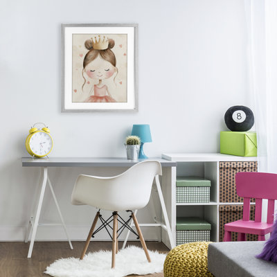 Pink Ballerina in Crown Framed Print Under Glass, design by Creative Studio