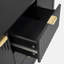 Cabinet d'entrée avec design Wave - 3 tablettes réglables, 3 tiroirs et portes à fermeture douce, console de rangement avec poignées en métal, convient pour le bureau, le couloir et le salon-1270594729