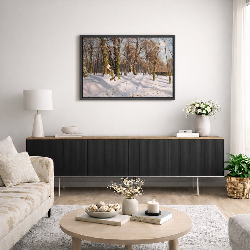 Illustration de paysage de forêt d'hiver, images de salon, impression sur toile encadrée sur toile., H 16 po x l 24 po