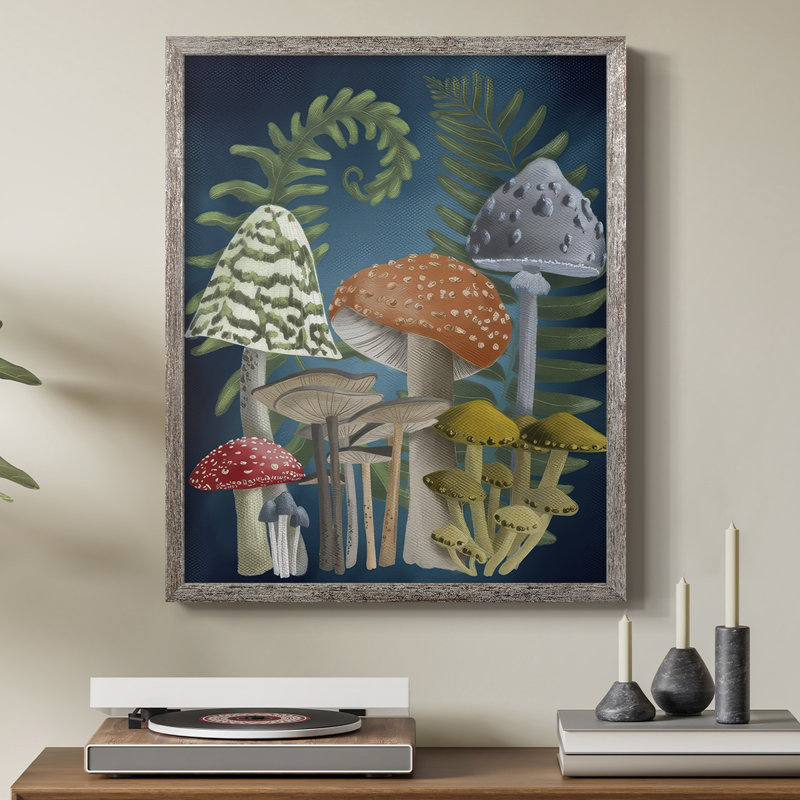 Harvest Mushrooms I Framed Print - Solid Wood, 15" H x 12" W