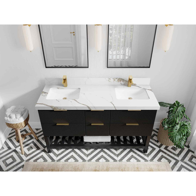 Ensemble de meuble-lavabo simple 48 po Chayil, Or Calacatta
