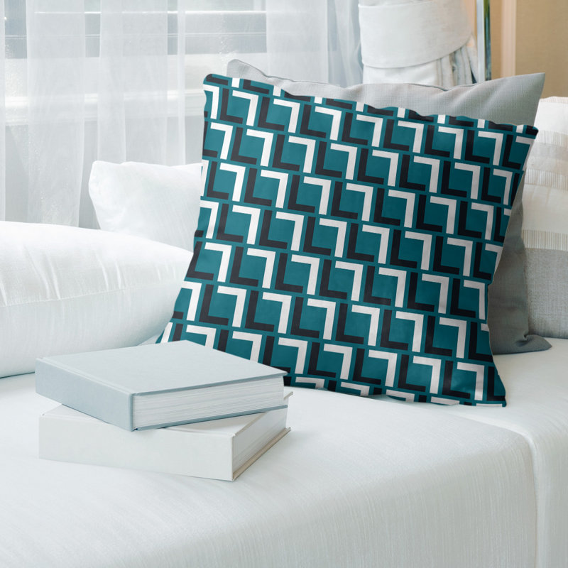 Housse de coussin Jacksonville, 16 po x 1 po, Vert/blanc, Croisé en coton