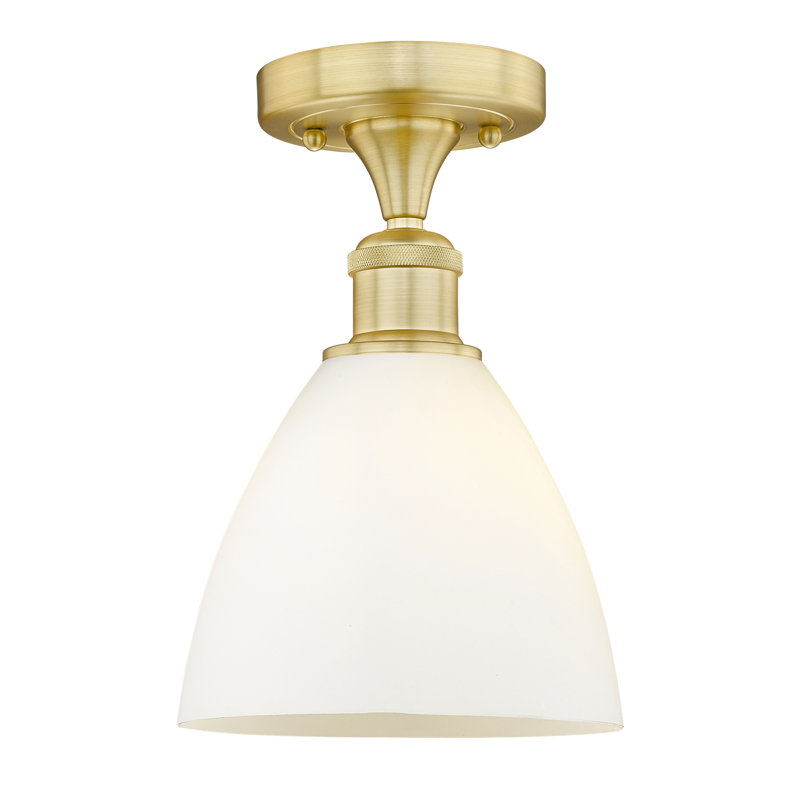 Nichalaus Glass Semi Flush Mount, Matte White, Satin Gold