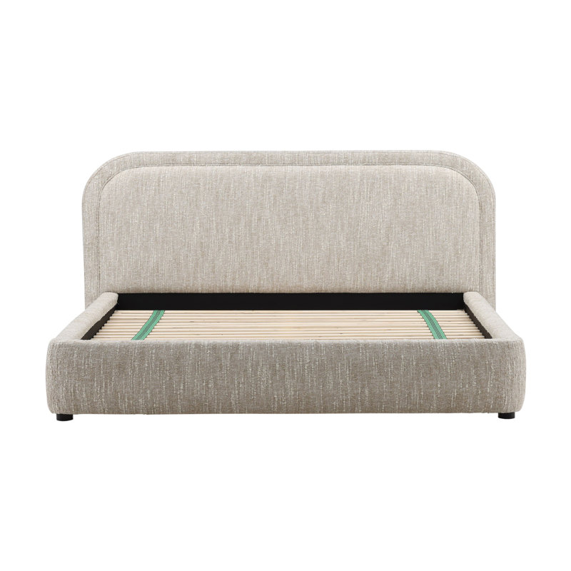 Lit plateforme tapissier Paola beige Napa, Très grand lit, Beige
