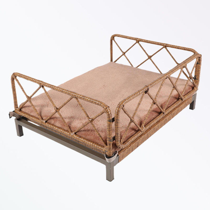 Lit pour animaux avec coussin moelleux, Marron clair