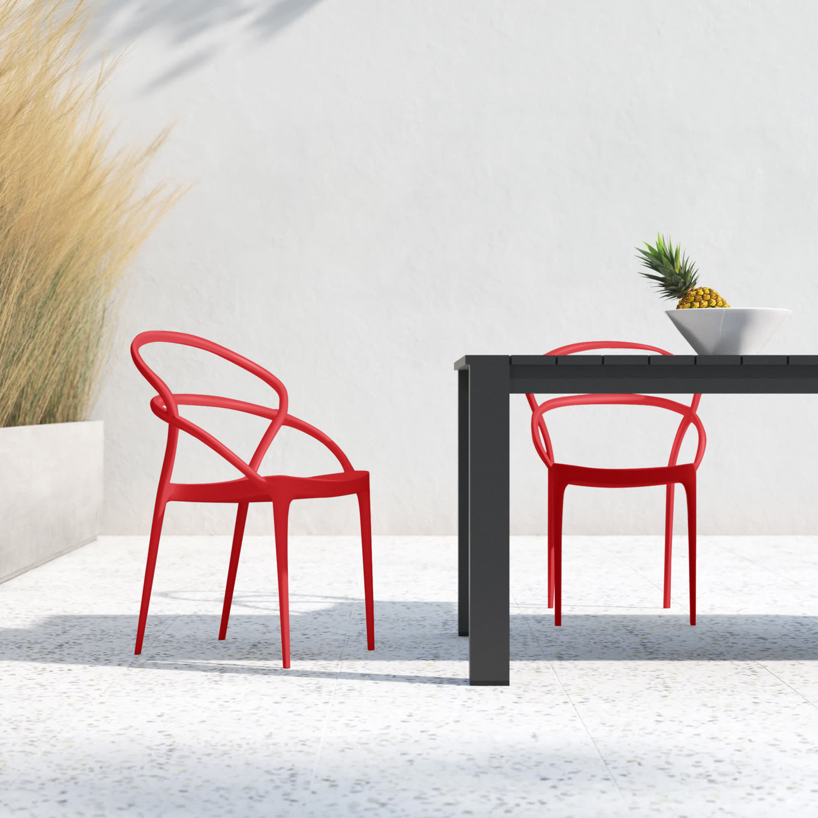 Farrah Stackable Patio Armchair, Red
