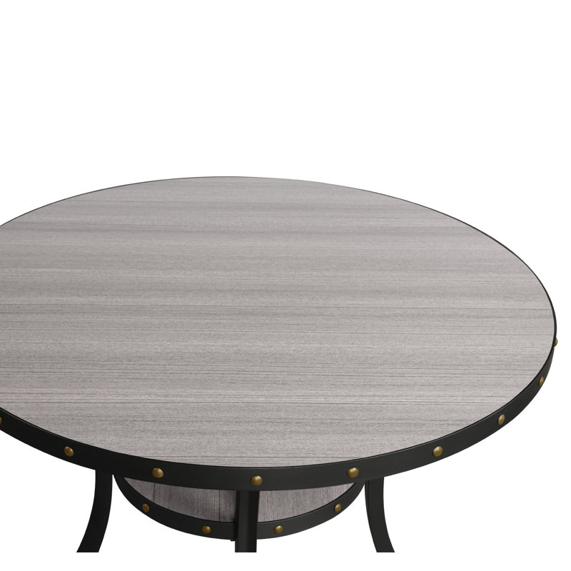 Table de bar ronde en bois 36 pouces avec pieds évasés, gris, L 48 po x l 48 po, Hauteur standard (hauteur de 30 po), Grey