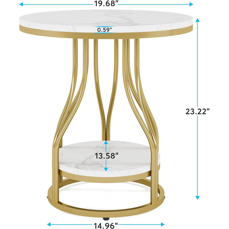 Noyce End Table Set, White, Gold