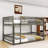 Queen Over Queen Bunk Bed With Detachable Design And Ladder-436106547
