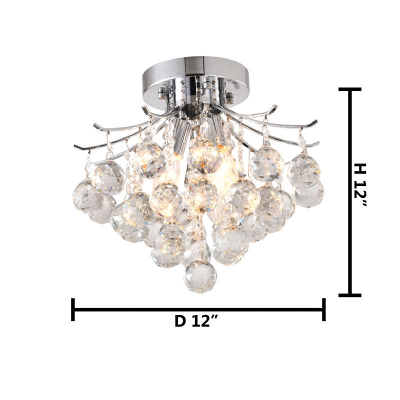 Plafonnier semi-encastré en cristal 3 lumières Gonzalo 