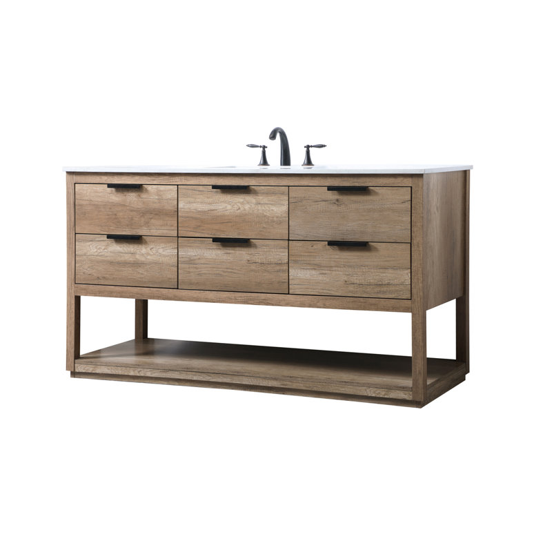 Ensemble de meuble-lavabo simple 60 po Felicity, Chêne naturel