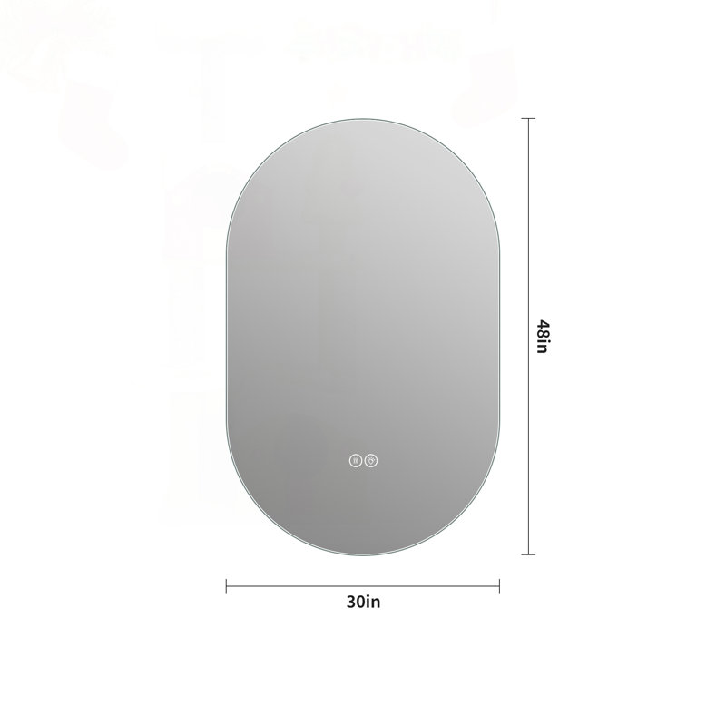 Miroir mural intelligent 48 po x 30 po à DEL avec écran tactile