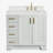 Freitas 36'' Solid Wood Single Bathroom Vanity in Vintage Green with 1.5'' Carrara White Quartz Top, Right Offset, Oval Sink-968581544-968582714-963683557