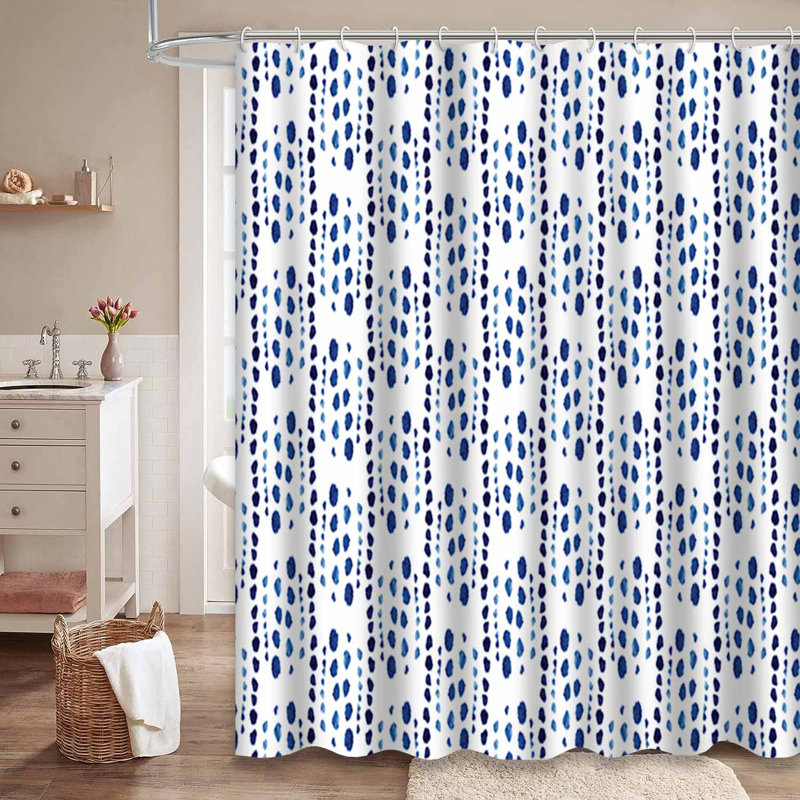 Rideau de douche bleu à motif géométrique bleu marine avec 12 crochets, L 72 po x l 78 po