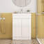 Ensemble de meuble-lavabo 24 po avec lavabo, meuble-lavabo à 2 portes, avec poignée, conception sans poignée, lavabo en céramique à bordure épaisse unique, charnière à système de fermeture en douceur, assemblage facile