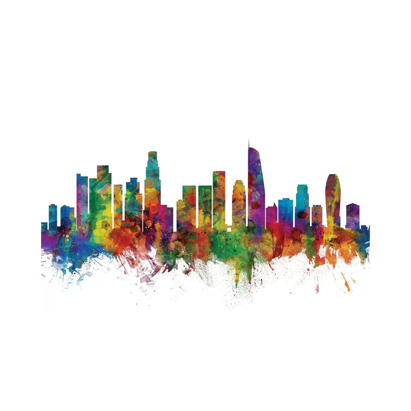 Los Angeles, California Skyline by Michael Tompsett - 1 Piece Wrapped Canvas Wall Art, 30.48 cm H x 45.72 cm W