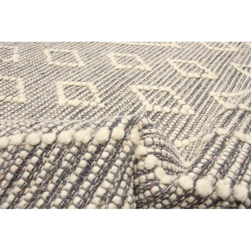 Tapis gris nouvel âge en laine 5 pi 2 po x 7 pi 10 po Hamima