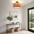 14 In. 2-Light Wood Veneer Drum Ceiling Light Semi Flush Mount-1954244118