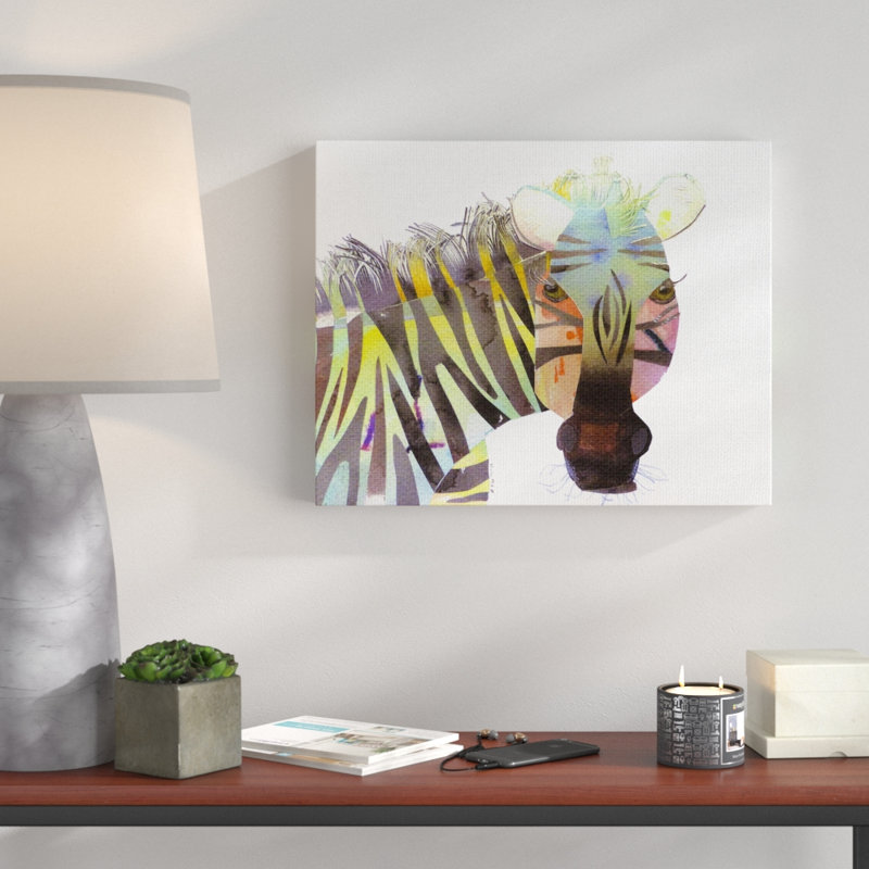 Dondale Mondale Cutout Collage Zebra Framed Art, Wrapped Canvas, 20" H x 16" W x 1.5" D