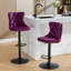 Velours, mauve, siège réglable de 25 à 33 pouces de hauteur, base de 17,7 po, rivets faits à la main et martelés, 2 de velours mauve confortable pour pub de cuisine, boutons stables tirés à la main, 2, Sw1812pp-1520335431