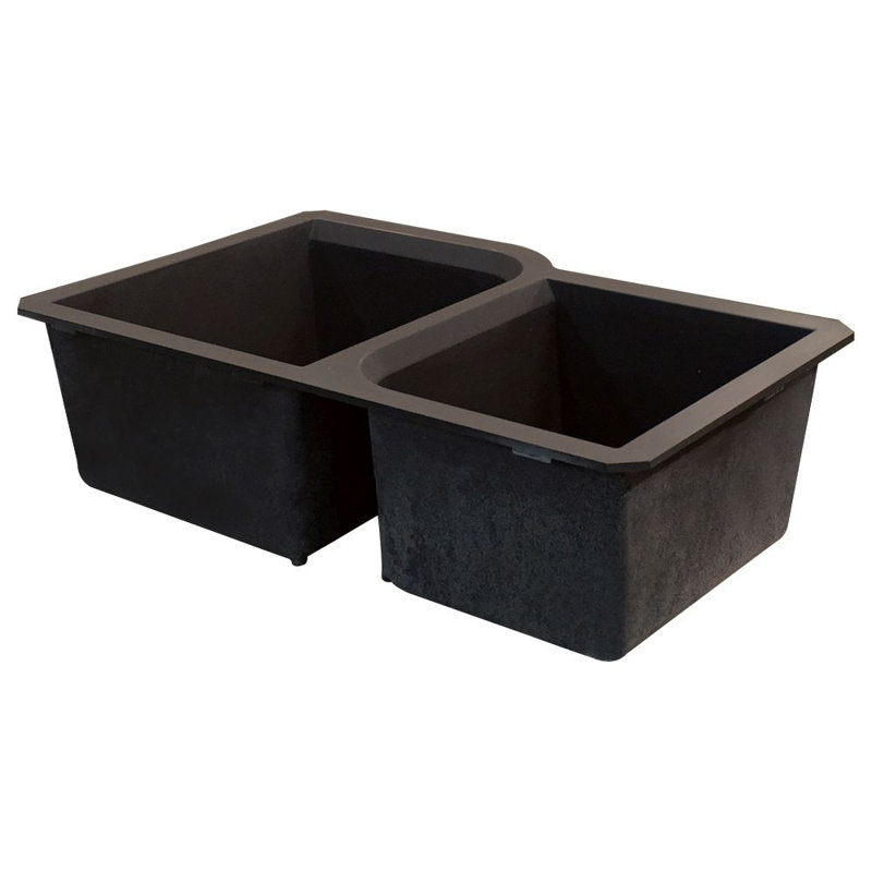 Évier de cuisine en granite double offset l 31 po x l 20 po Radius, Espresso