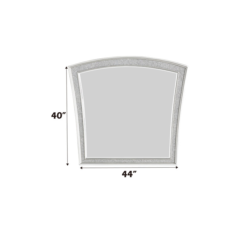 Exquisite Platinum-Finished Mirror With Sparkling Rhinestone Inlays And Expansive Viewing Area For Any Room.