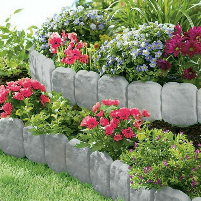 10pcs Garden Fence Imitation Stone Plant Support Stake Outdoor Landscape Edging Decorative Border