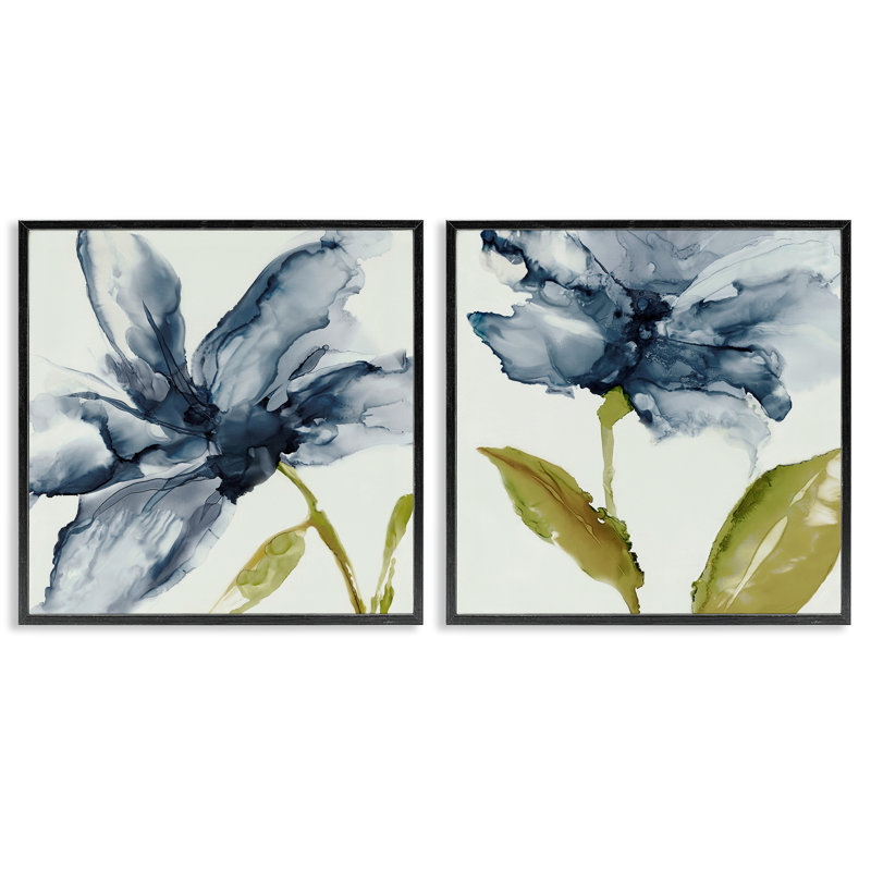 Ensemble de 2 giclées encadrées "Pétales du ciel", design par Jacob Q, H 12 po x l 24 po, Giclée encadrée noir minuit