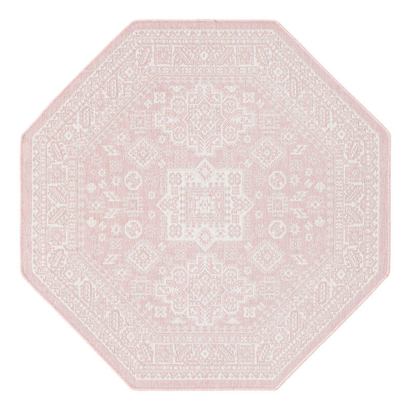 Tapis rose d'intérieur / extérieur Danera, Octogone 5 pi 3 po x 5 pi 3 po
