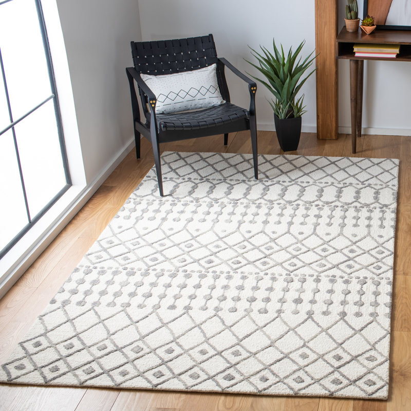 Dobbins Hand Tufted Wool Geometric Rug, Rectangle 10' x 14'