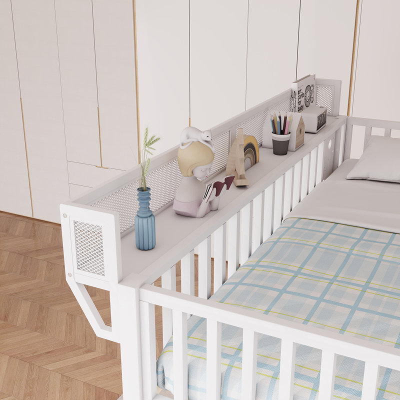 Full Metal Loft Bed with Stairs Storage, 4-Shelf Rack & Charging Station for Kids & Teens, White