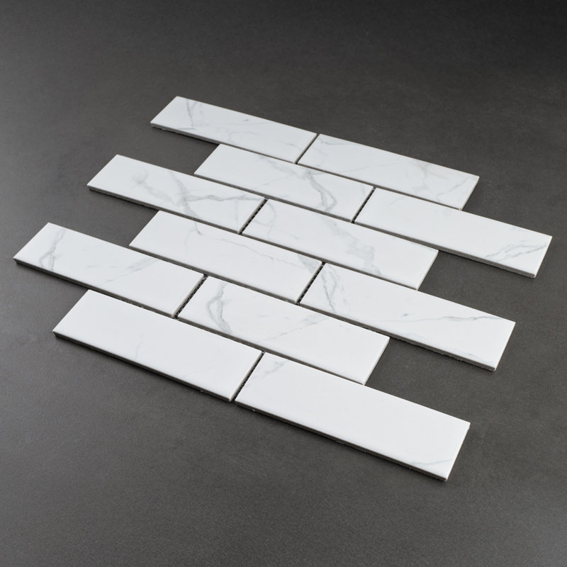 Porcetile 11.2 in. x 11.91 in. Stacked Porcelain Mosaic Wall and Floor Tile