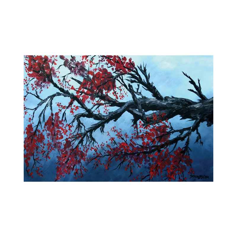 Japanese Cherry Blossom Flowers by Derek McCrea - Wrapped Canvas Painting, 20.32 cm H x 30.48 cm W