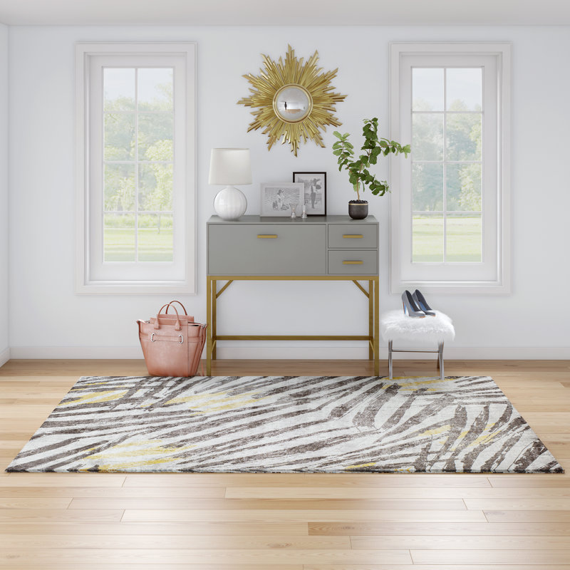 Tapis gris / brun Lush, Rectangulaire 8 pi x 10 pi