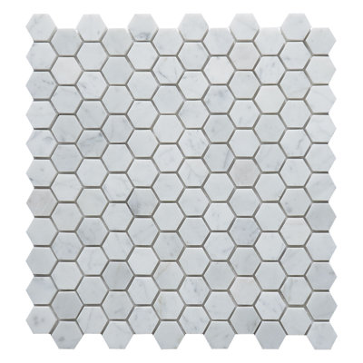 Carrara Hexagon 1" x 1" Marble Mosaic Tile in White