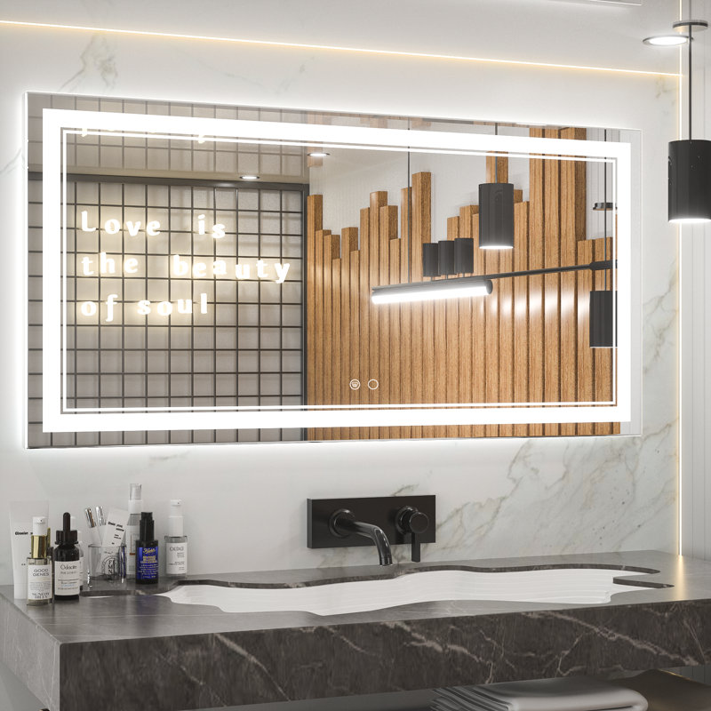 Miroir de salle de bain sans cadre à 3 lumières DEL Adorna, 24 po x 40 po