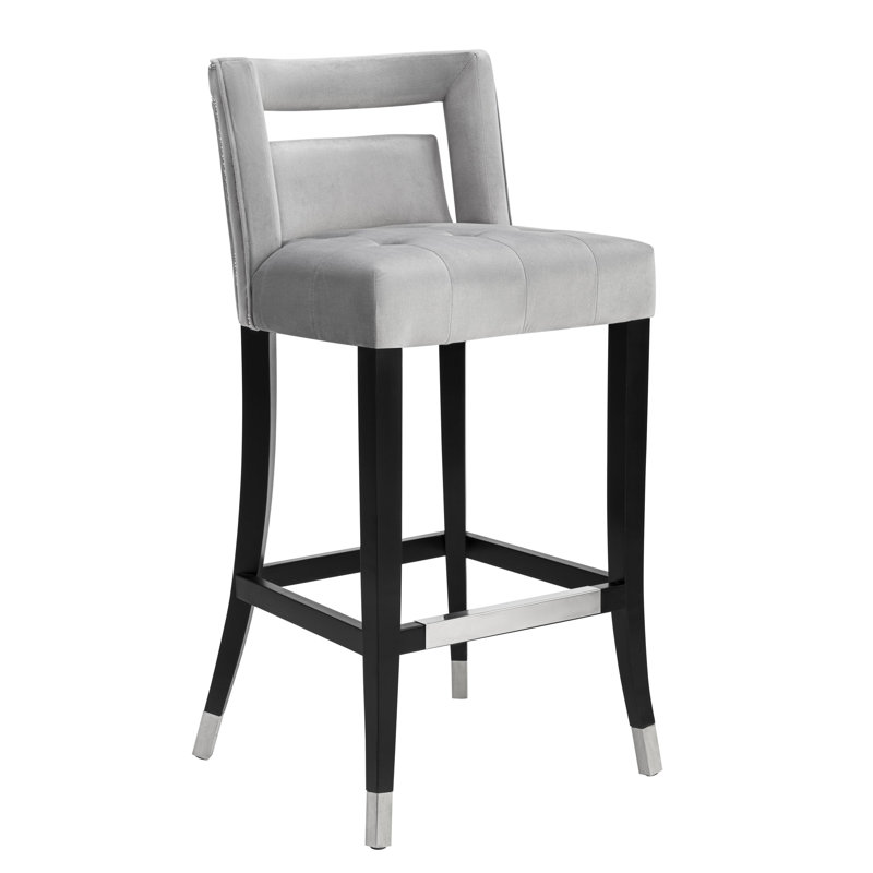 Bar Stool, Bar Stool (30.3" Seat Height), Light Gray Velvet