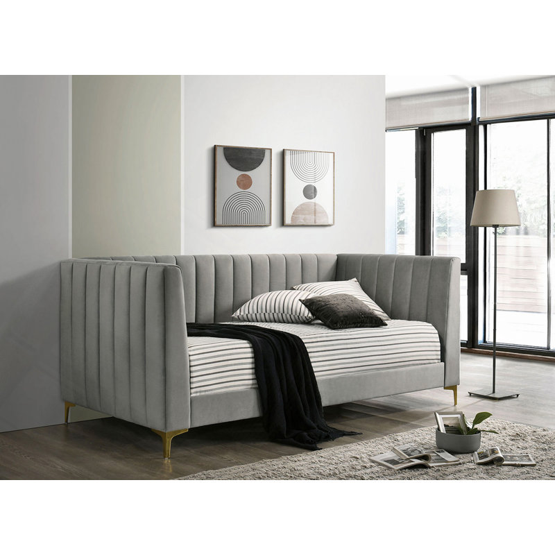 Sièges de lit de jour attachés en métal doré