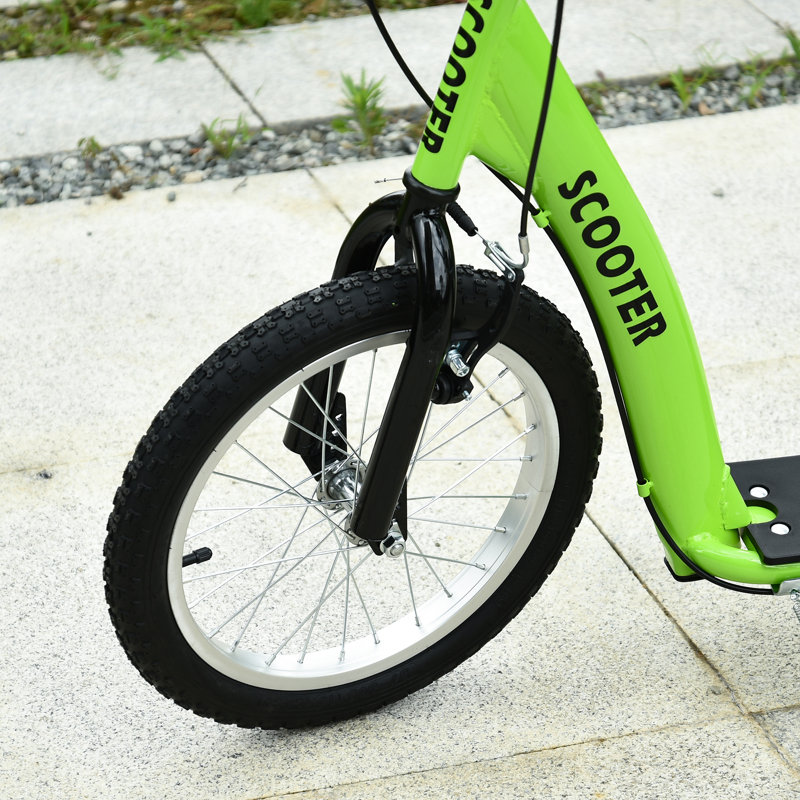 Green Adjustable Steel Frame Youth Kick Scooter with Dual Brakes